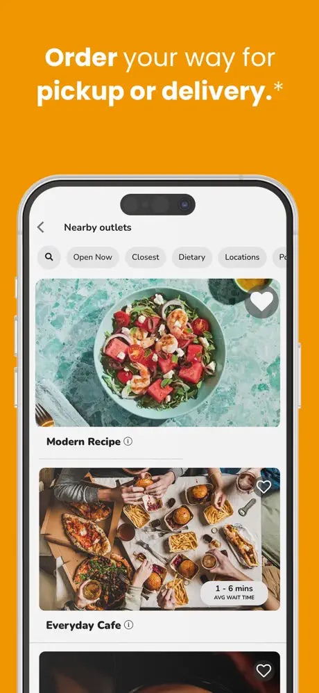 Everyday mobile app ordering screen