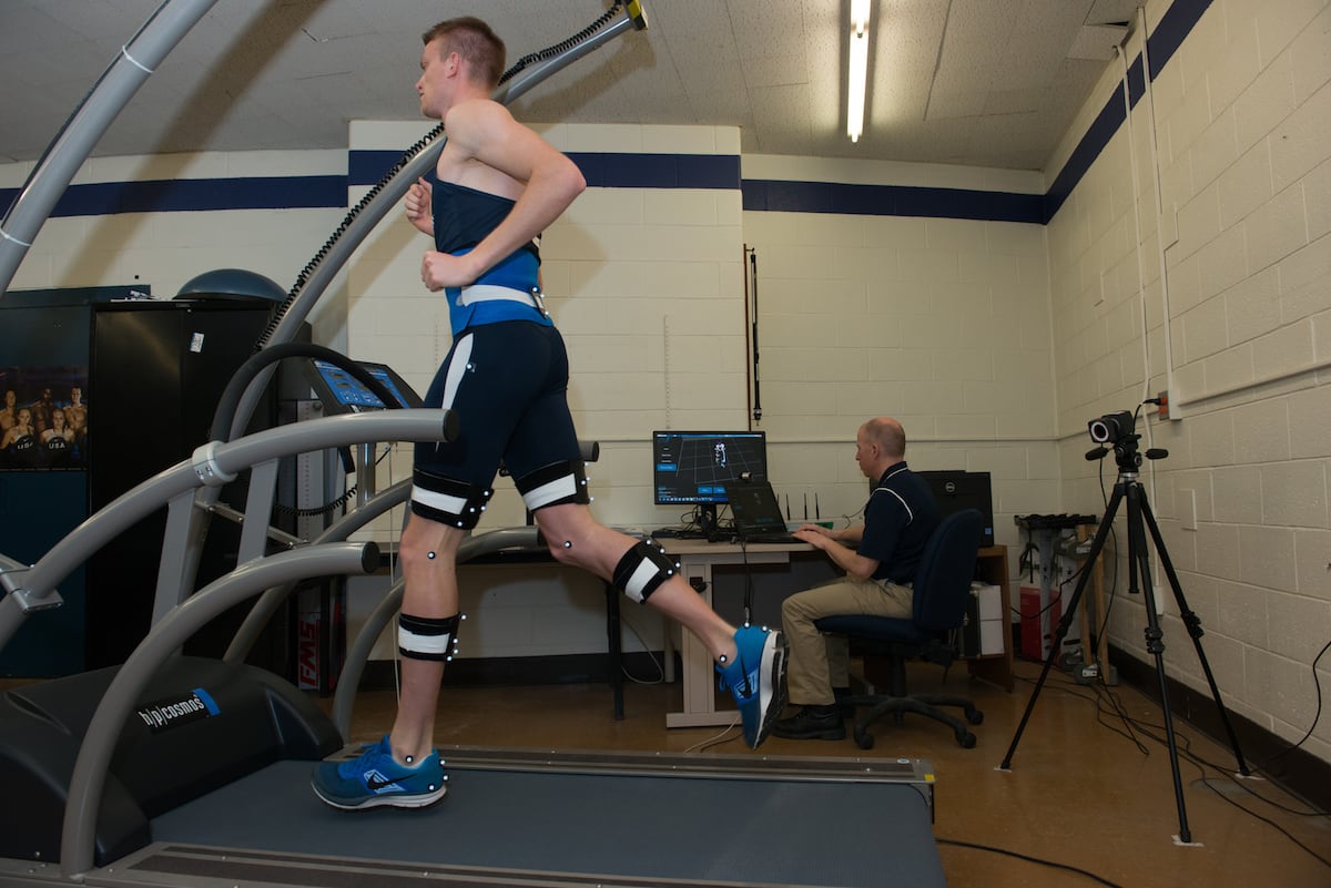 A gait analysis being performed