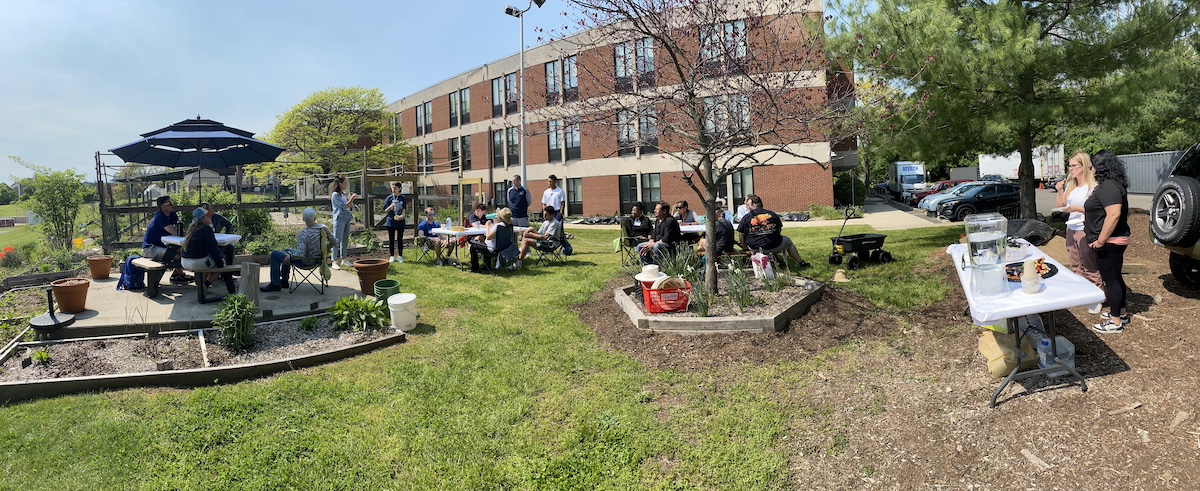 Spring 2023 - Community Coversions, an open workshop at the garden with students, faculty, staff, and community partners.