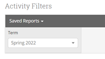 Screenshot of Spring 2022 Activity Filter.