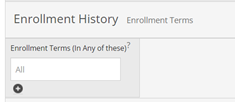 Screenshot of enrollment history filter in advanced search.