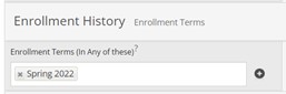 Screenshot of Spring 2021 under the enrollment terms search area.