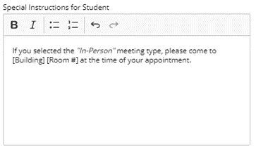 Screenshot of virtual meeting type option.