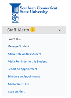 Screenshot of Staff Alerts menu in Navigate.