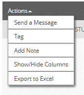 Screenshot of the actions menu to export.