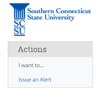 Screenshot of the issue an alert button on Navigate homepage.