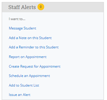 Screenshot of the Staff Alerts menu.