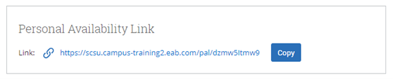 Screenshot of sample personal availability link.