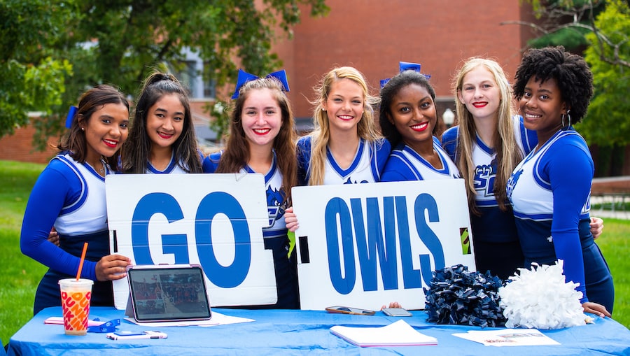 a group of cheerleading students