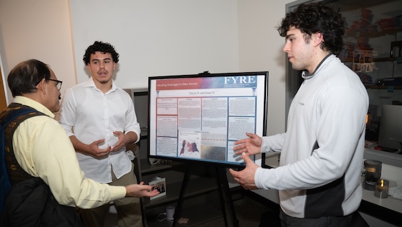 Student presenting at the FYRE event
