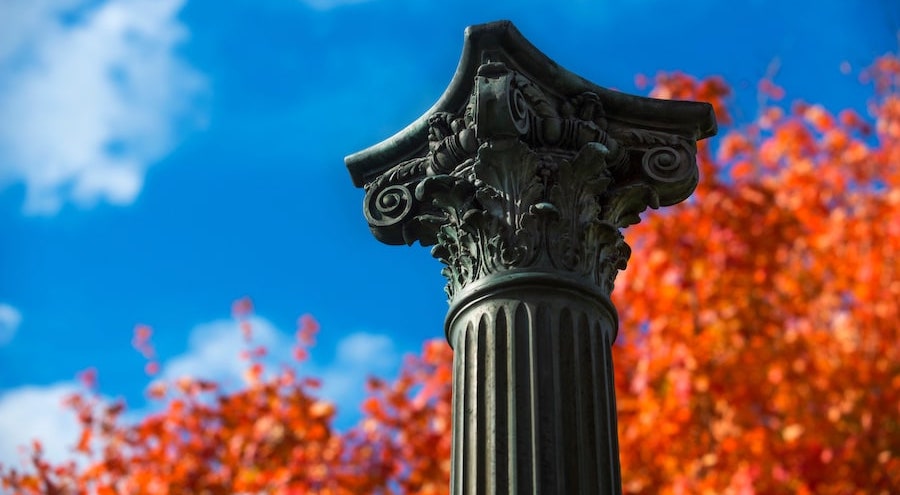 Column in front of trees