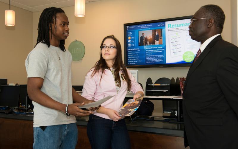 professional and students speaking