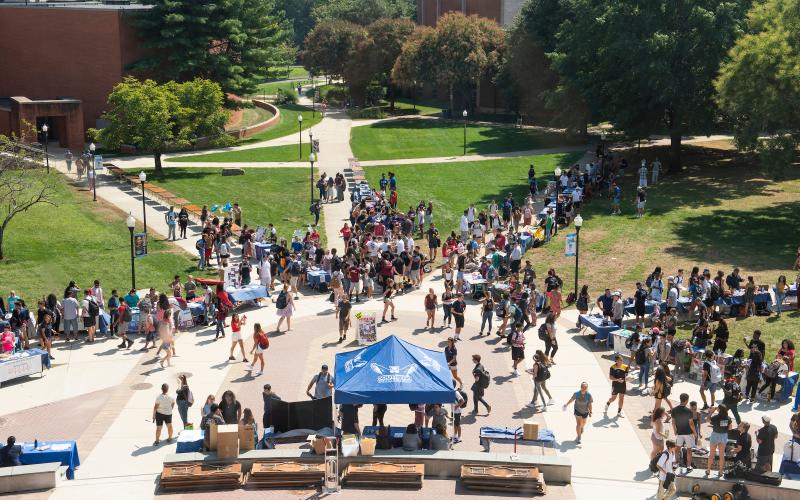 students in the academic quad