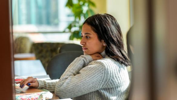 Student at computer