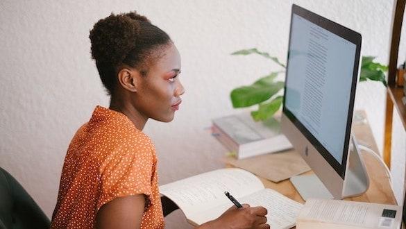 Woman using a computer