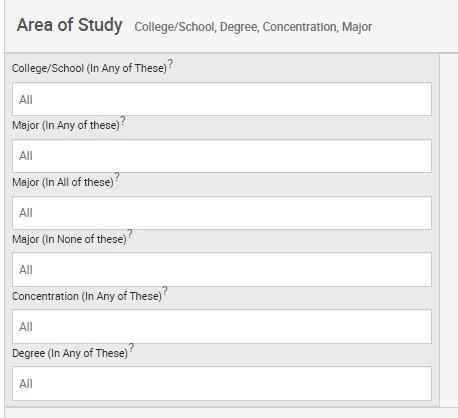 Screenshot of area of study bucket in Navigate. 