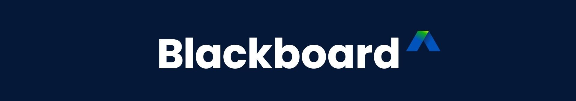 Blackboard banner with white letters on blue background