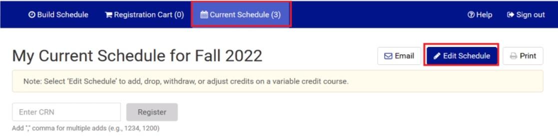 Schedule Edits