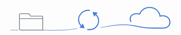 Folder icon, refresh arrows, and a cloud
