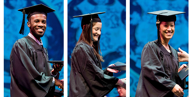 Honors students receiving a degree