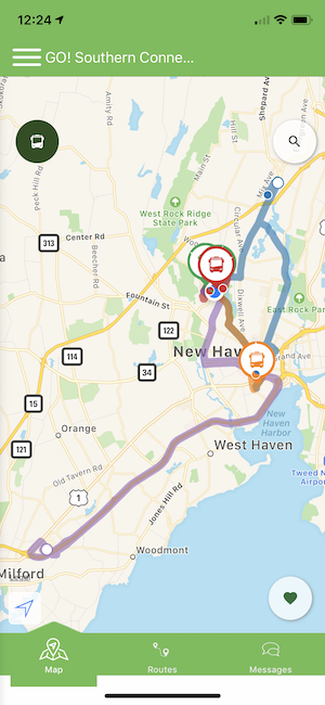 view of all shuttle bus routes