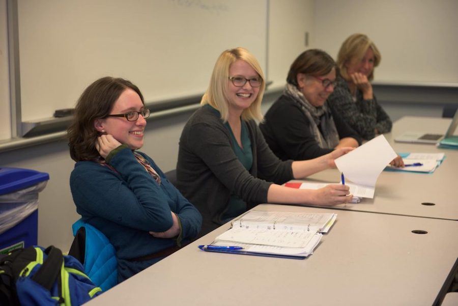 English graduate students in MFA workshop