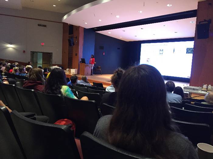RCVEST: Dr. Mashiku (NASA Aerospace Engineer) lecture photo looking from back of room