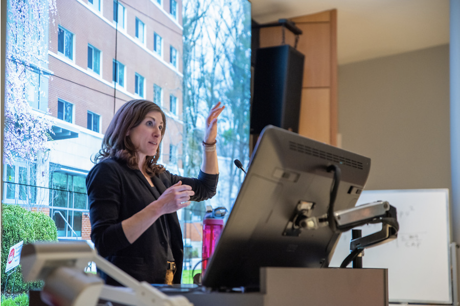 Xhenet Aliu reading from her novel Brass at the English Department in Spring 2019